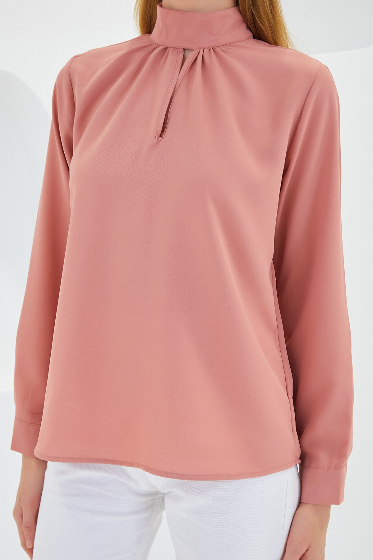 Pencere Detaylı Bluz - Gül Kurusu 0418