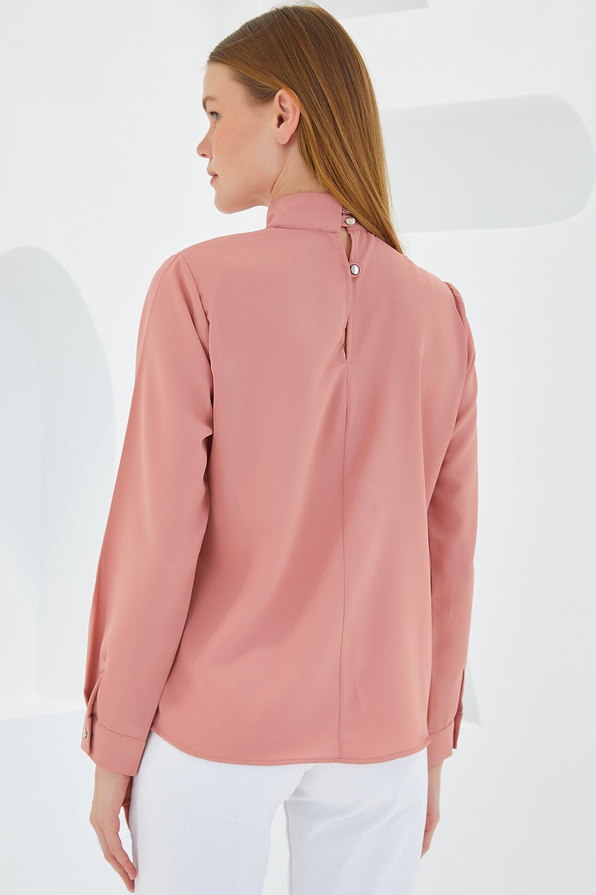 Pencere Detaylı Bluz - Gül Kurusu 0418