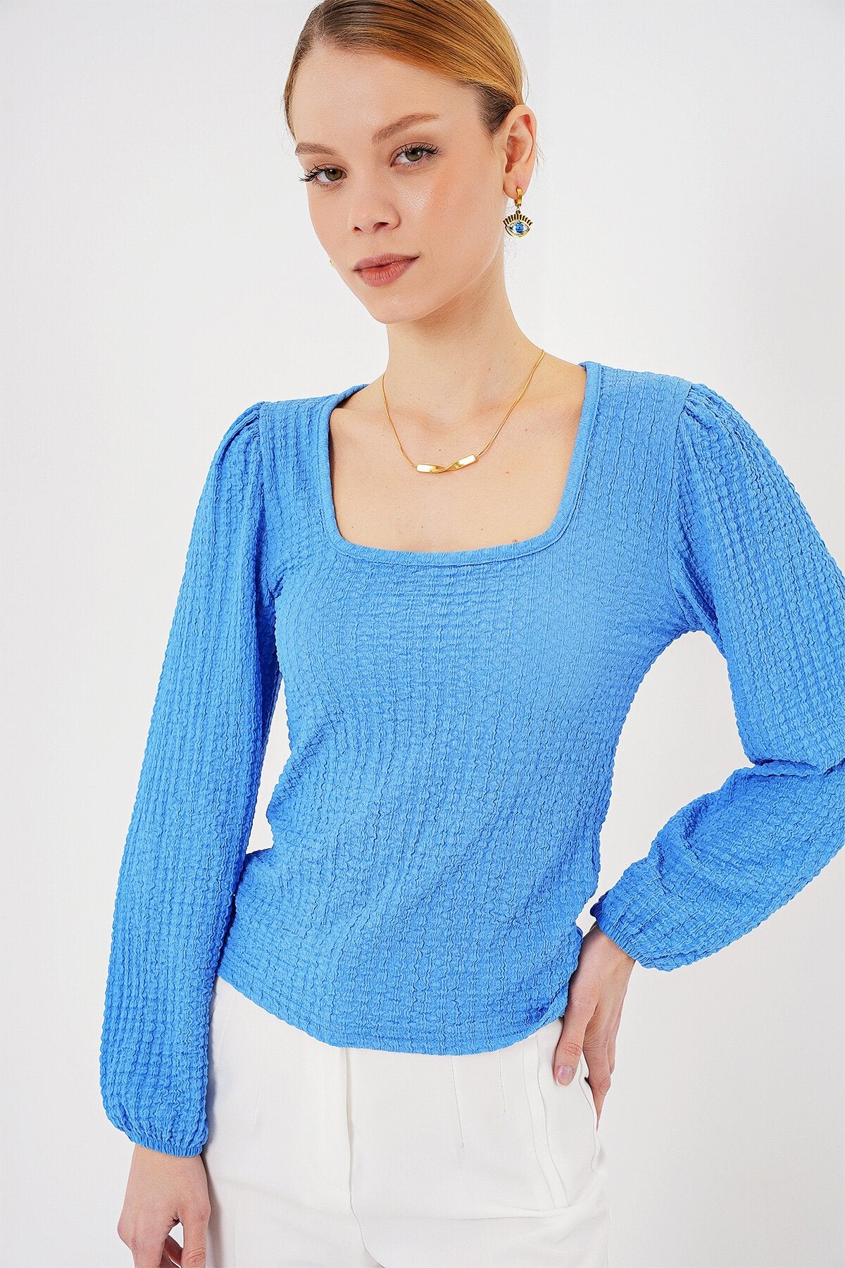 Uzun Kollu Bluz - Saks 0442