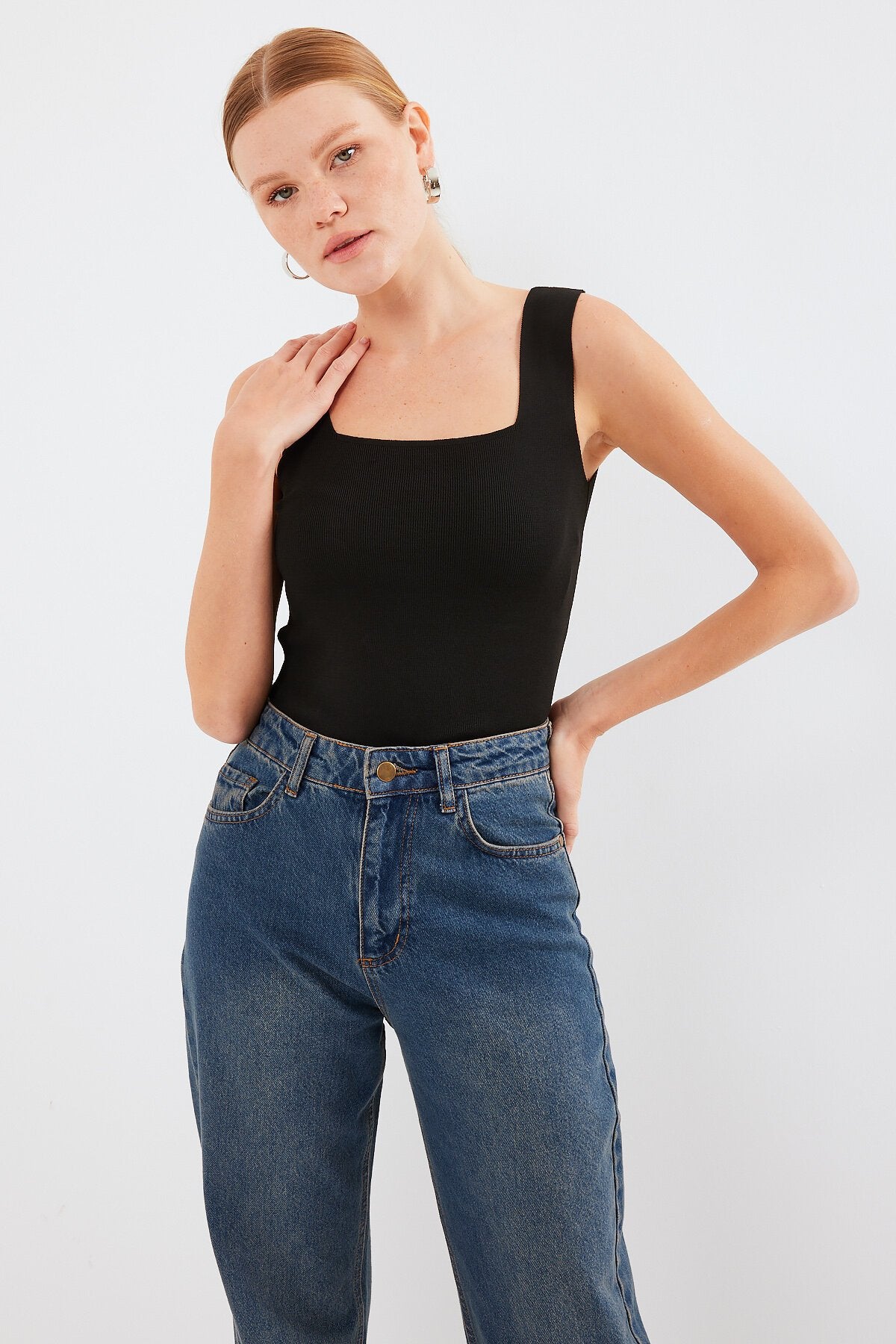 Askılı Top Bluz - Siyah 15878