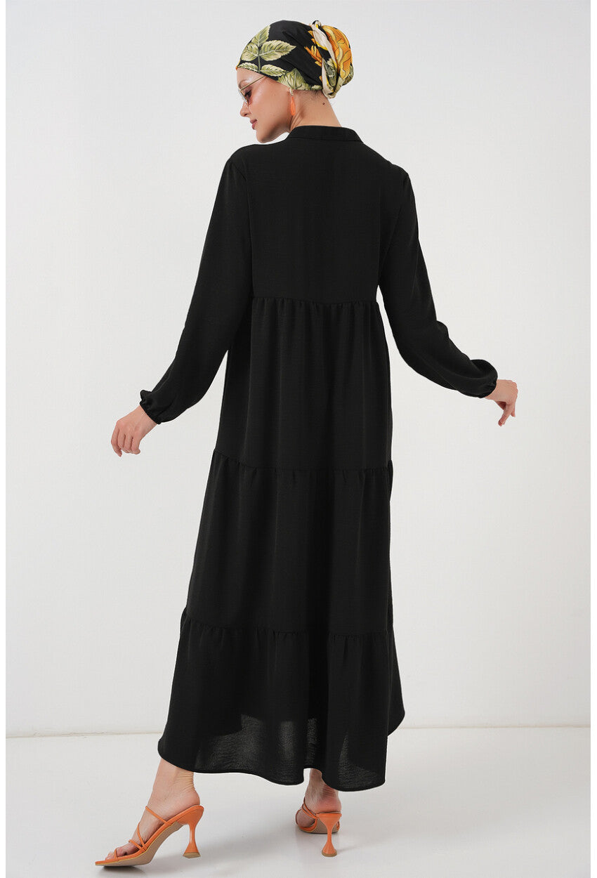 1627 Yaka Bağcıklı Tesettür Elbise