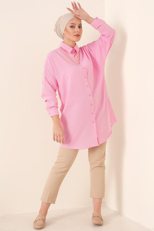 Tesettyur Tunika — Pembe (5845 Hijobli Tunik - Pushti)