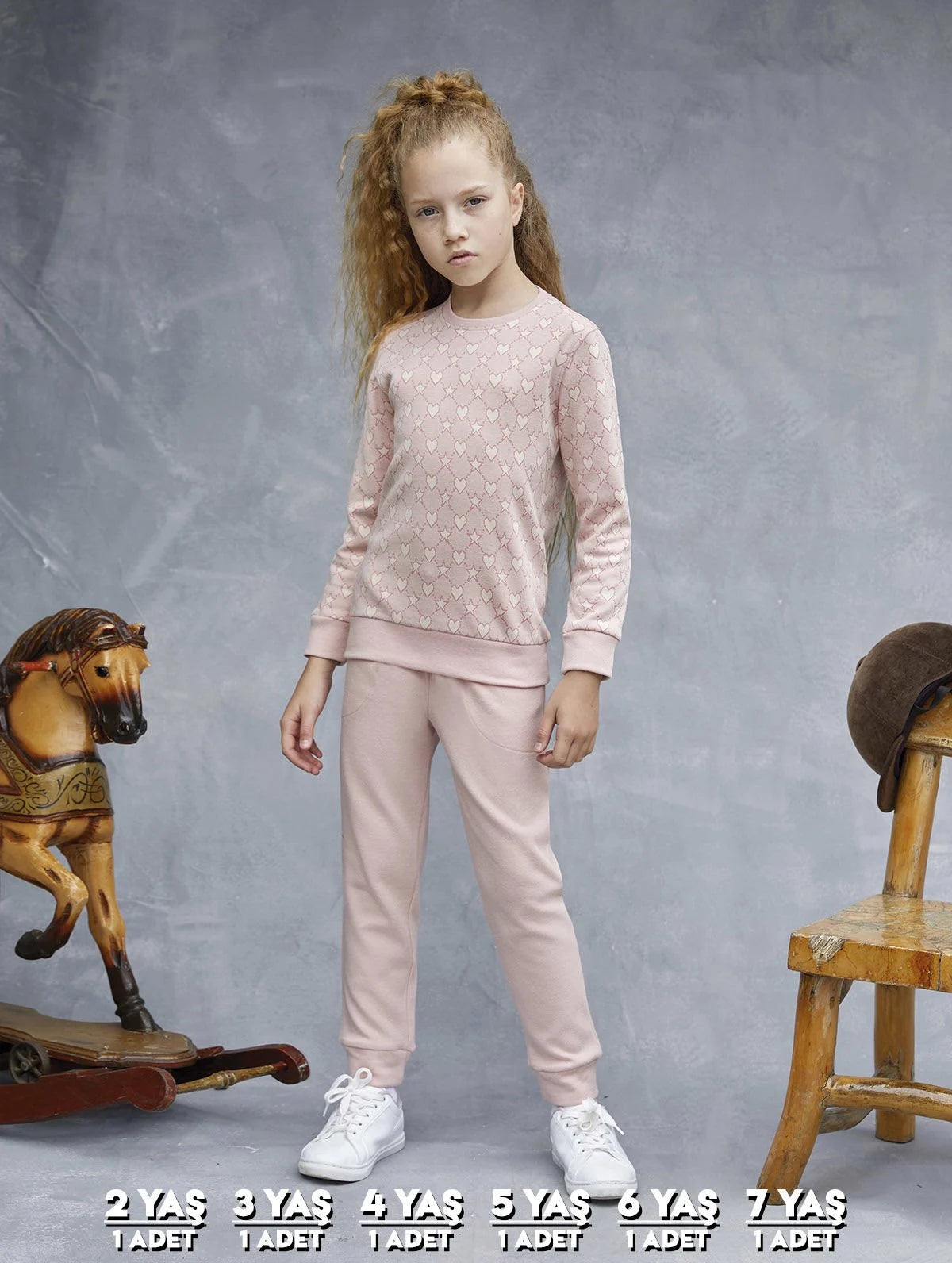 Elsima 3183 qizlar uchun uzun yengli pijama to'plami