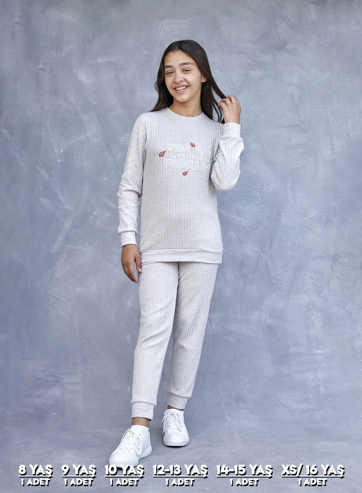 Elsima 3195 Qizlar uchun uzun yengli pijama to'plami