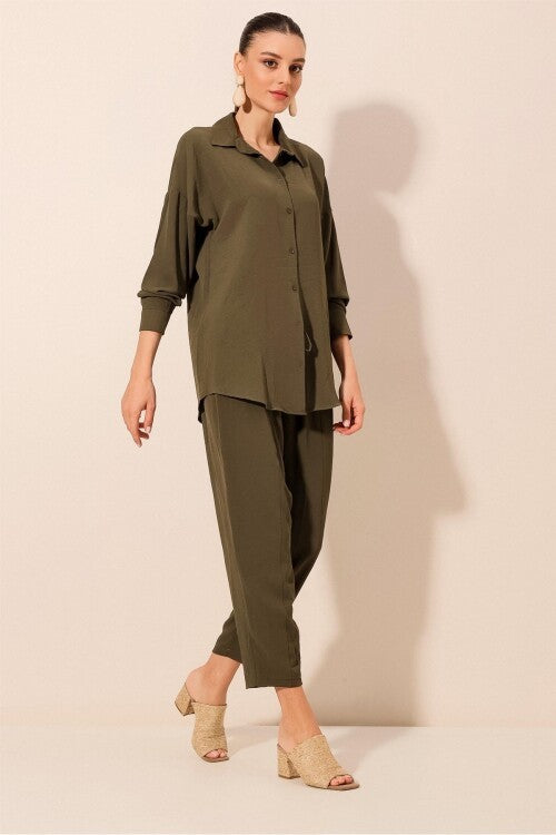 Oversize İkili Takım - Haki 6593
