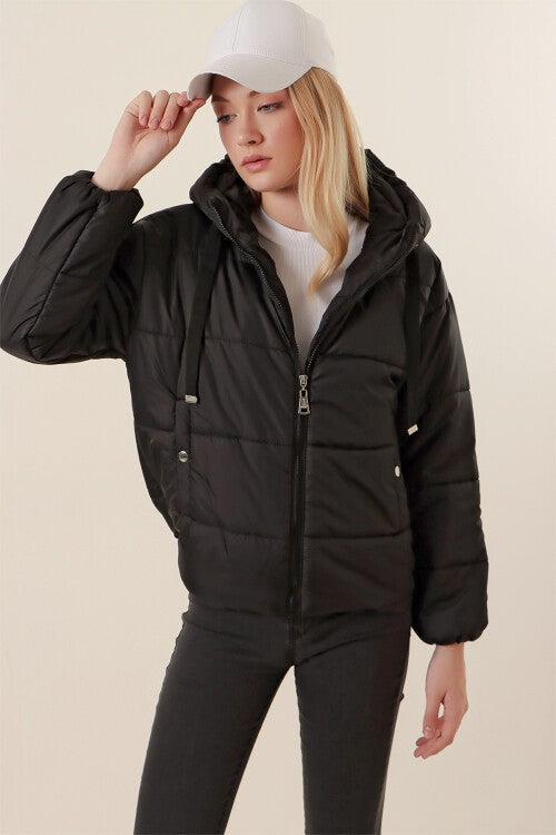 Crop Şişme Mont - Siyah 5136