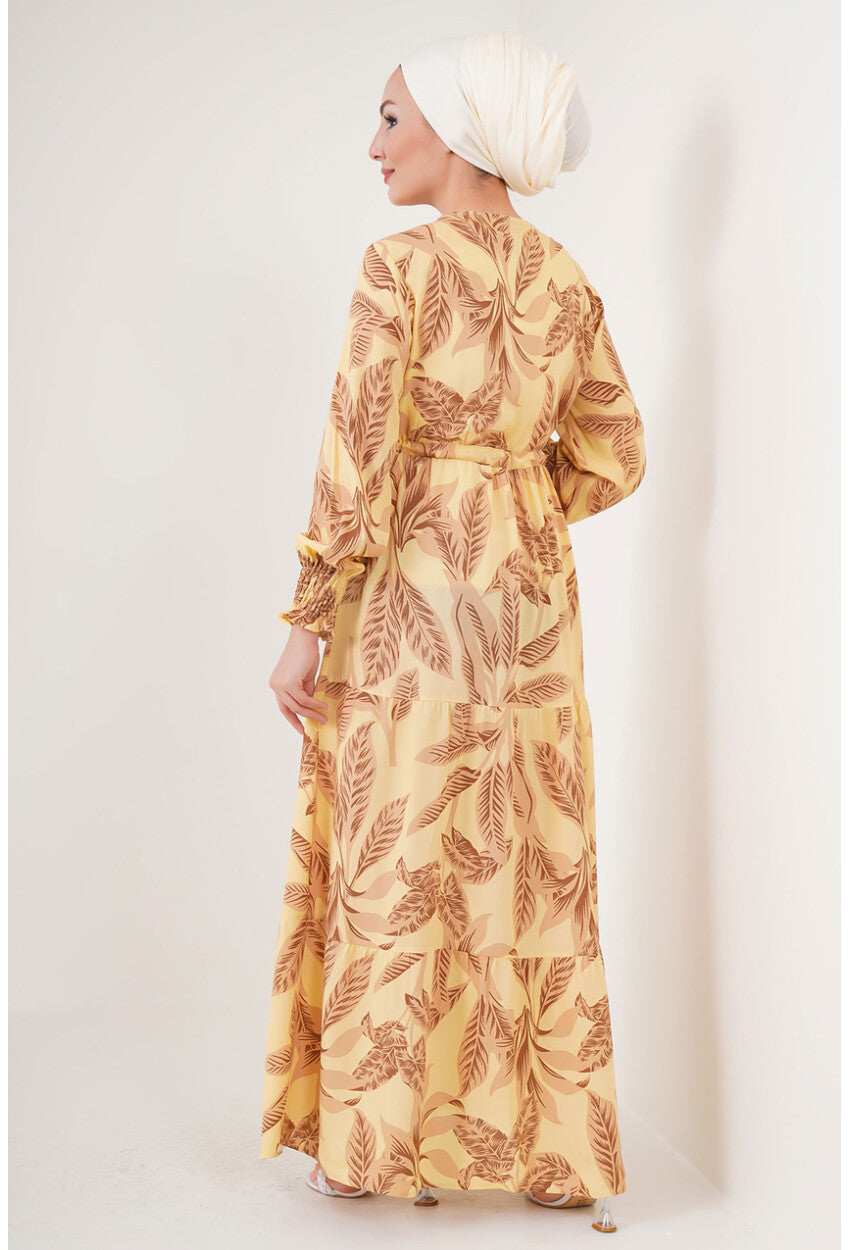 2145 Desenli Tesettür Elbise