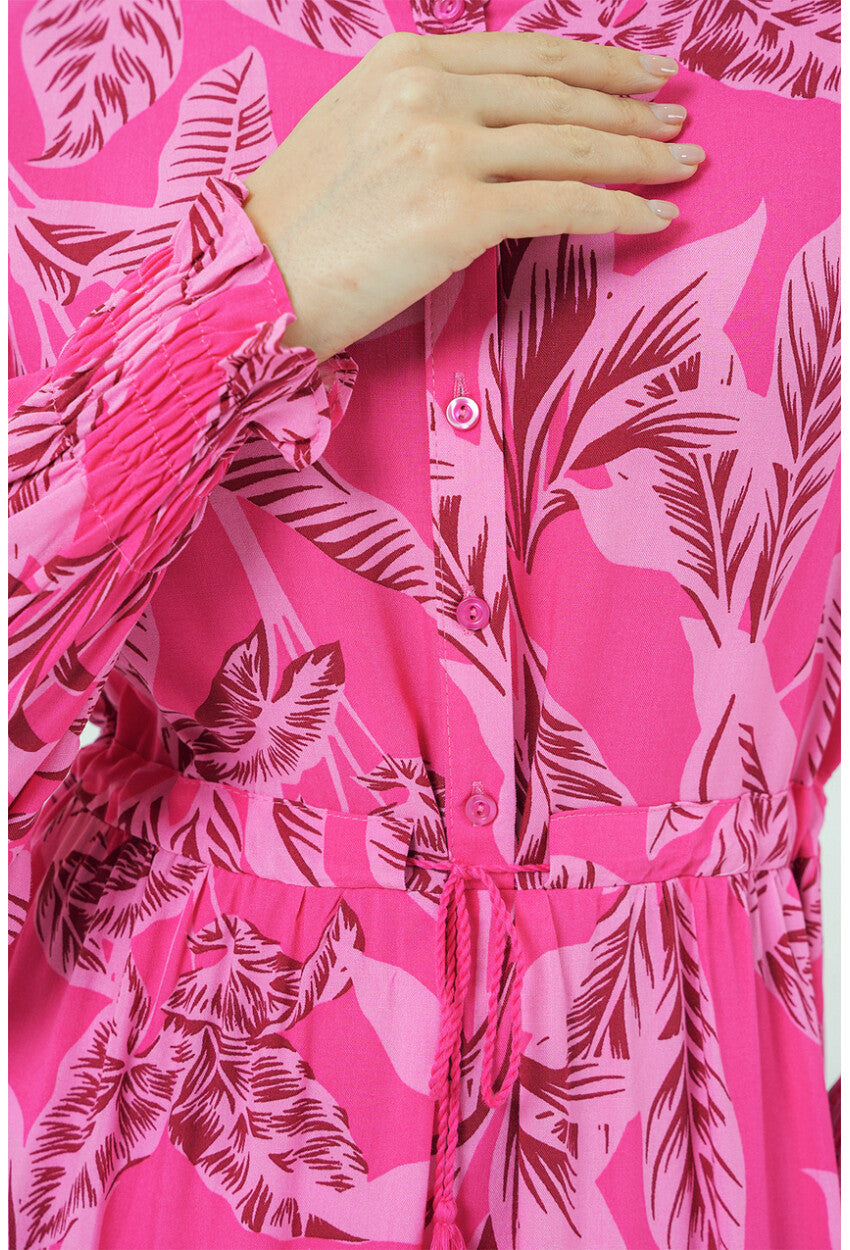 2145 Desenli Tesettür Elbise