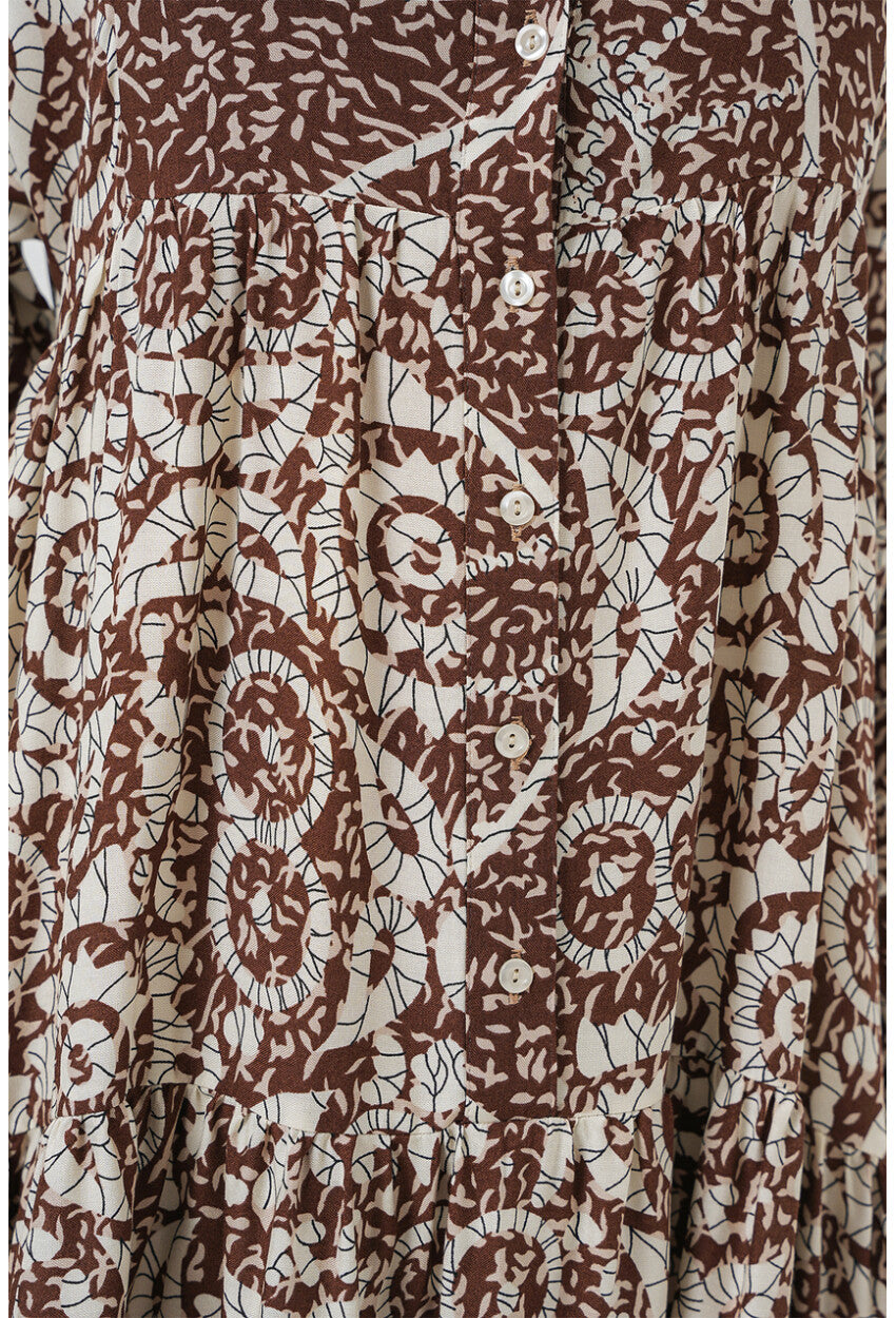 2423 Otantik Desenli Tesettür Elbise