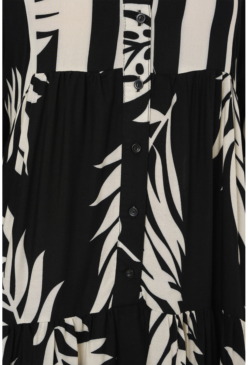 2423 Otantik Desenli Tesettür Elbise