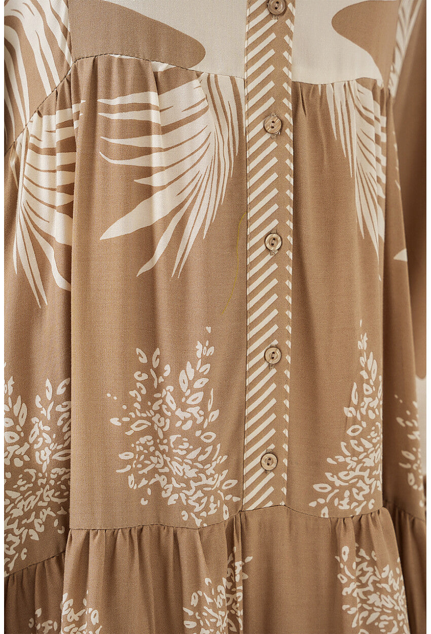 2423 Otantik Desenli Tesettür Elbise