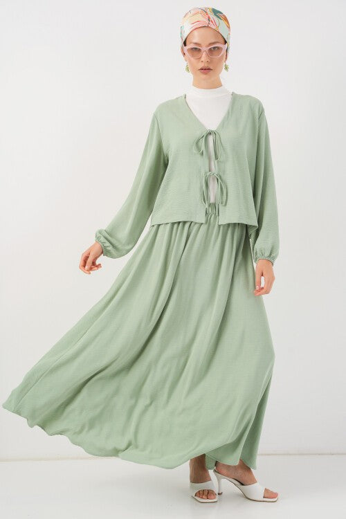 Kadın Ayrobin Kimono Etek İkili Takım 8047 - Mint