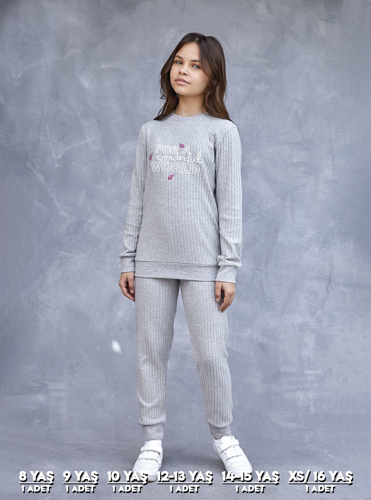 Elsima 3195 Qizlar uchun uzun yengli pijama to'plami