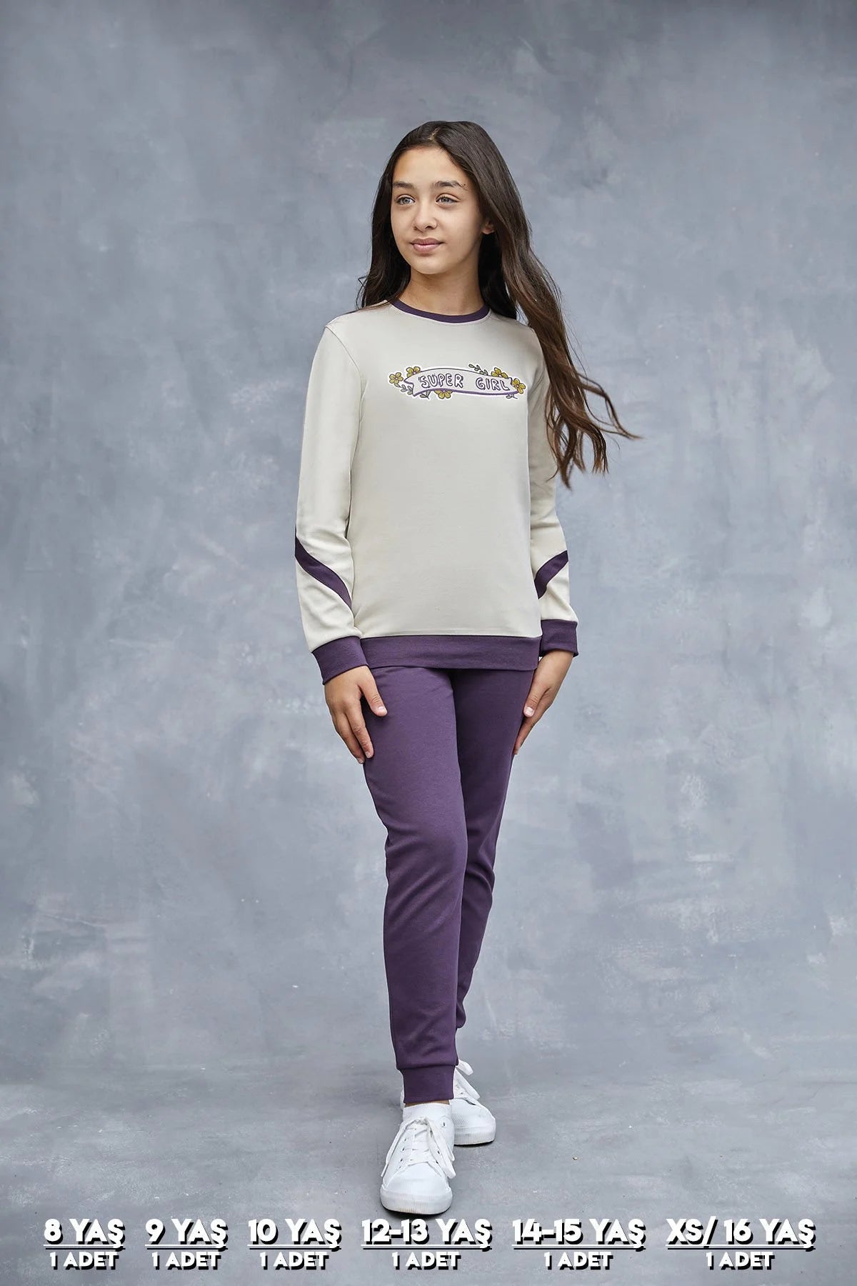 Elsima 3193 Qizlar uchun uzun yengli pijama to'plami