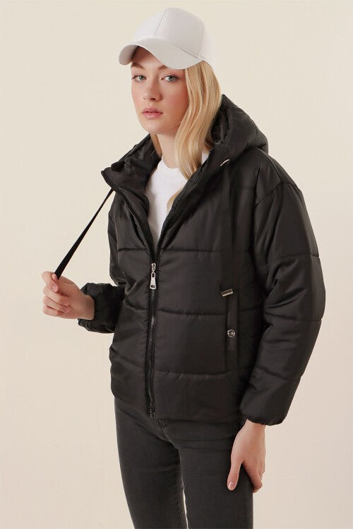 Crop Şişme Mont - Siyah 5136