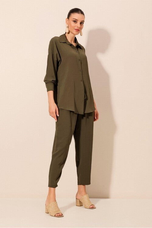 Oversize İkili Takım - Haki 6593