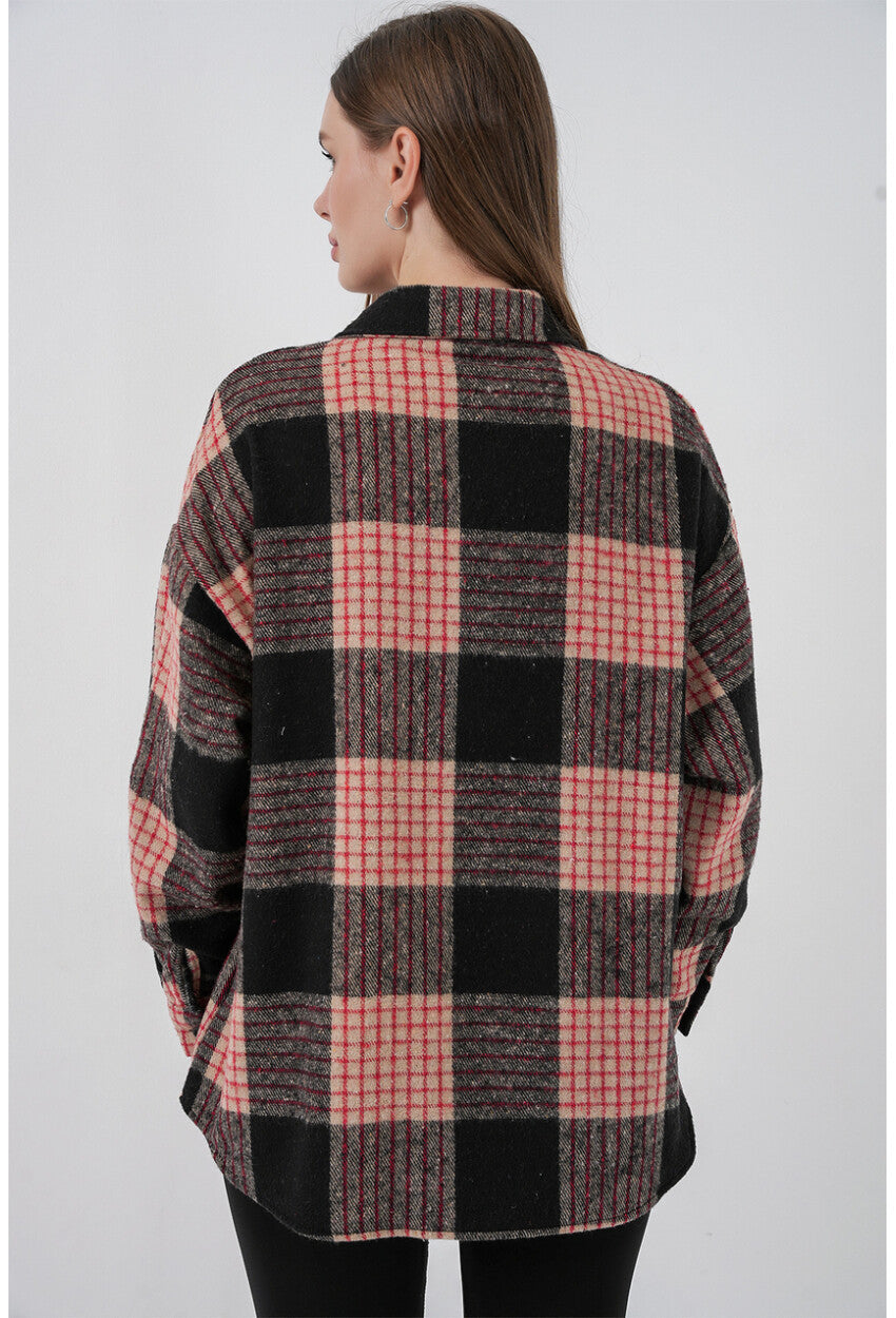 3854 Ekose Desen Çift Cepli Gömlek