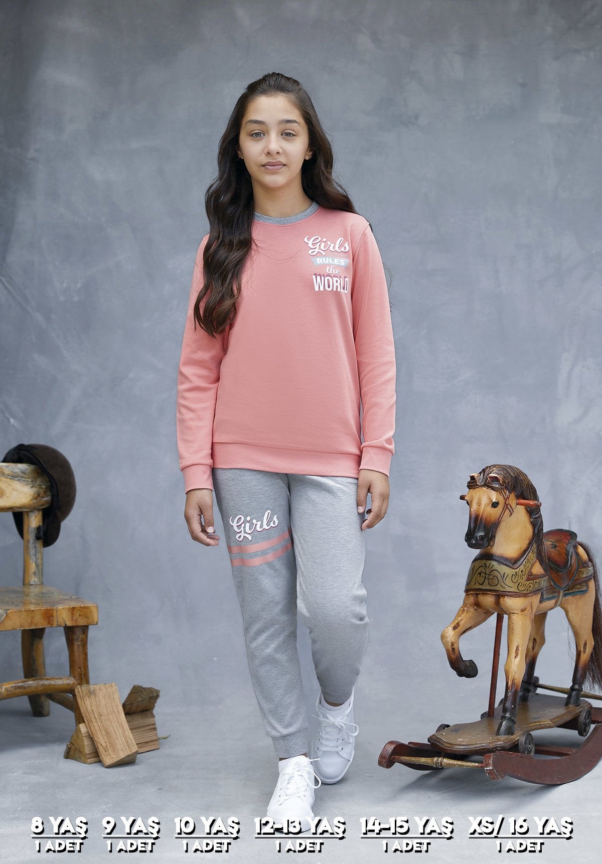 Elsima 3194 Qizlar uchun uzun yengli pijama toʻplami