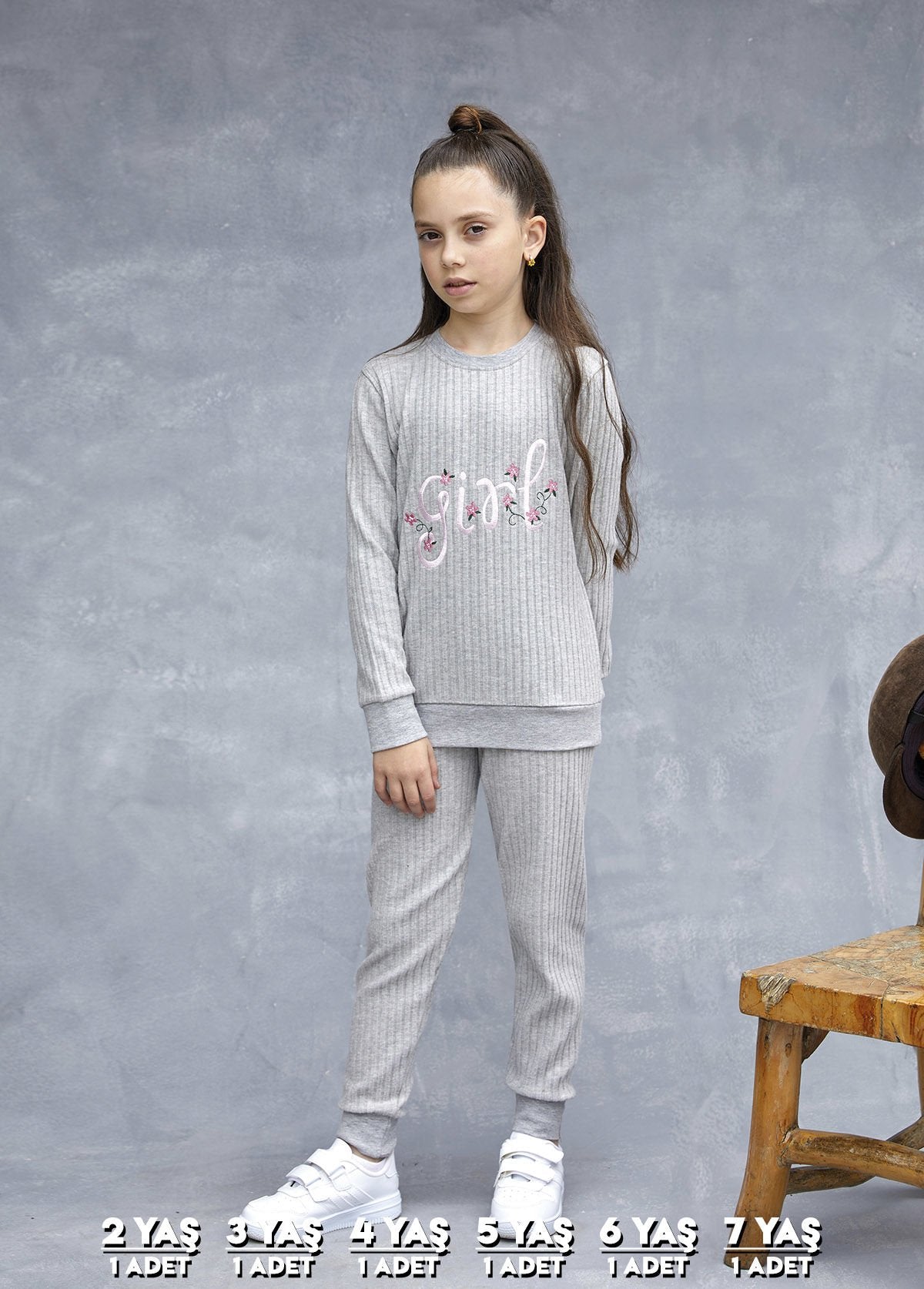 Elsima 3187 qizlar uchun uzun yengli pijama to'plami
