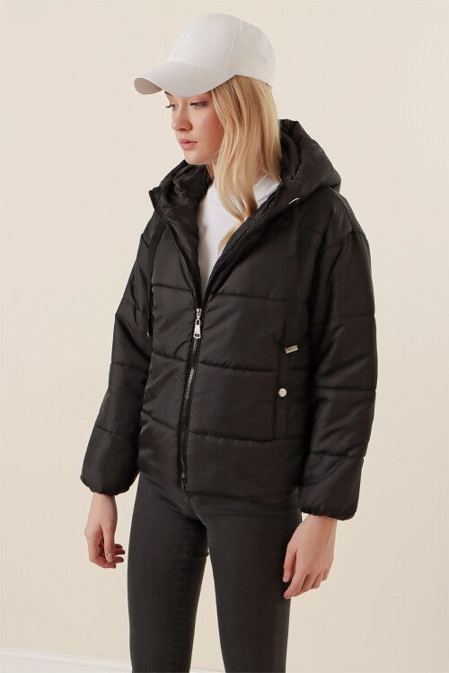 Crop Şişme Mont - Siyah 5136