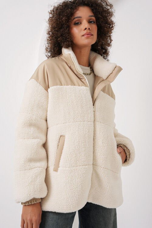 Şişme Peluş Mont - Ekru 5196