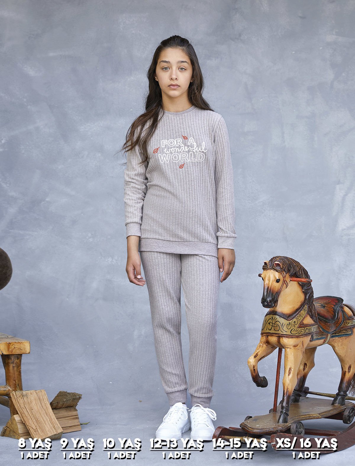 Elsima 3195 Qizlar uchun uzun yengli pijama to'plami