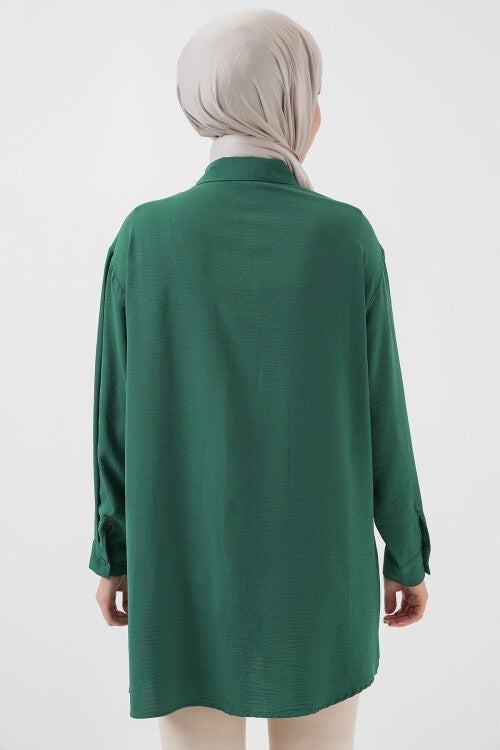 Ayollar Uzun Qo'ylak Tunika — Zumrud Yashil (Ayollar uzun ko'ylagi tunik 5945 - Zumrad yashil)
