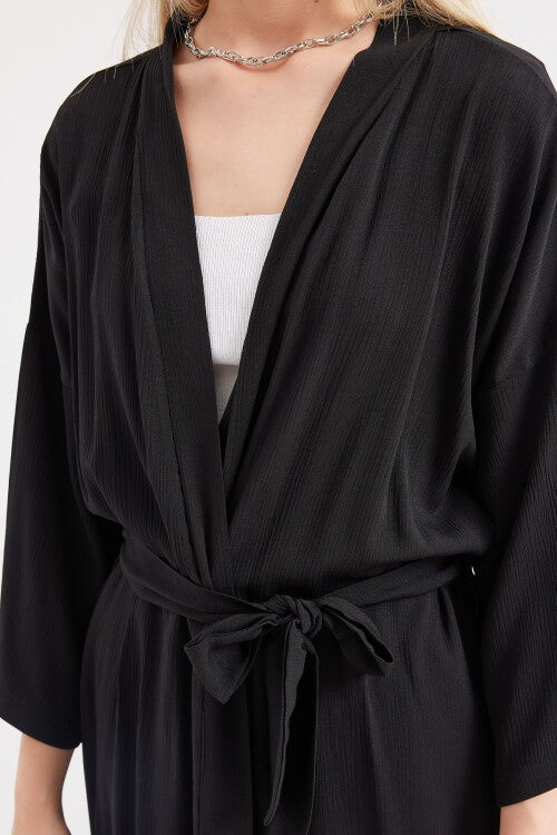 Yırtmaçlı Yazlık Kimono - Siyah 5835