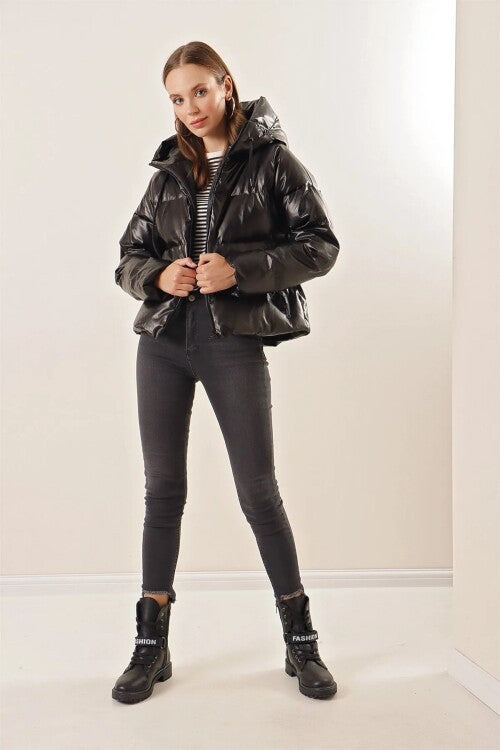 Oversize Deri Mont - Siyah 5114