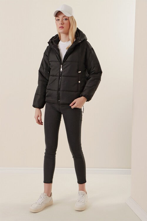 Crop Şişme Mont - Siyah 5136