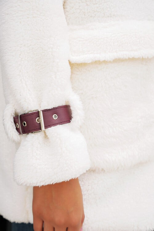 Kadın Oversize Peluş Mont - Mürdüm 5206