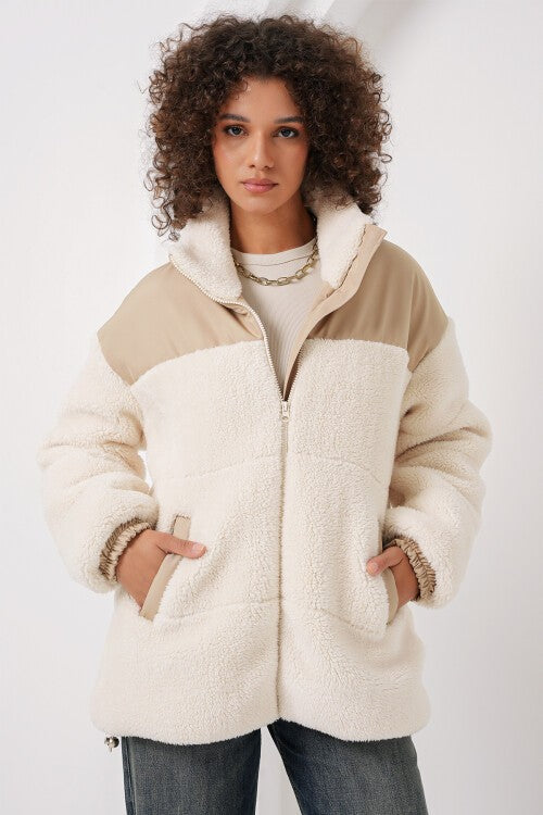 Şişme Peluş Mont - Ekru 5196