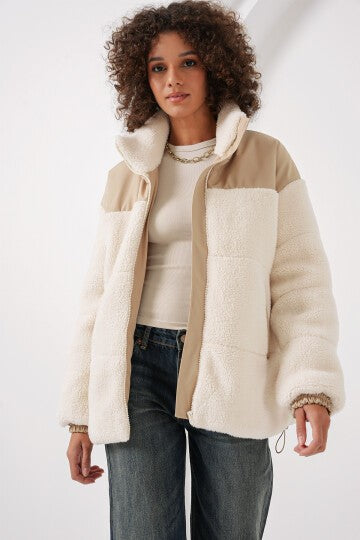 Puffer peluş ko'ylagi - Ekru 5196