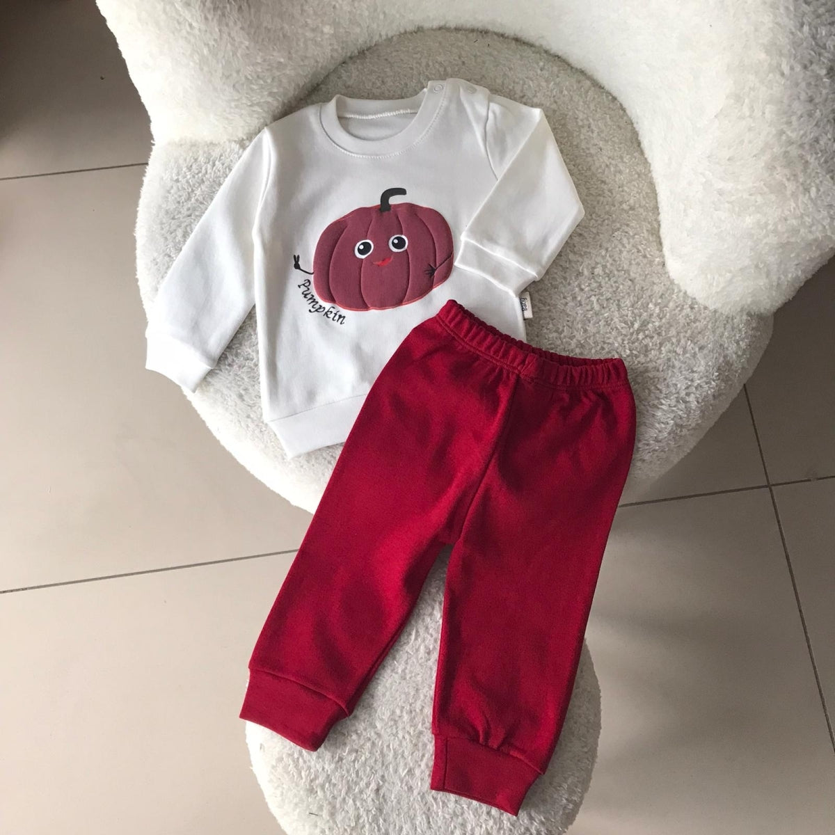 BEBEK 6-12 AY PUMPKİN BASKILI UZUN KOL TAKIM