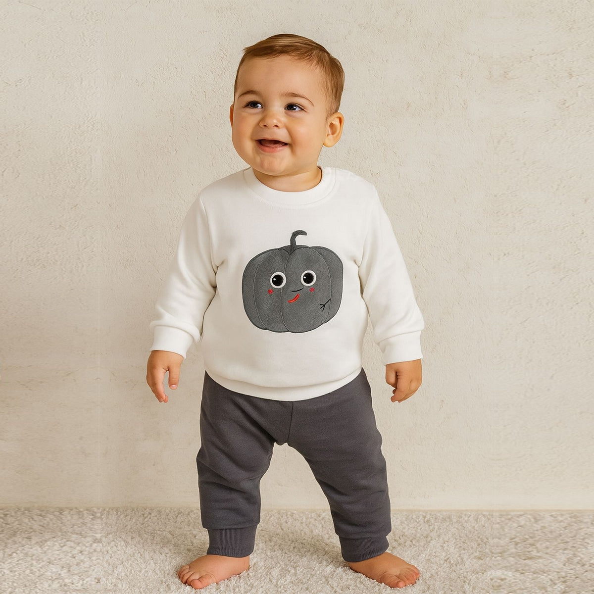 BEBEK 6-12 AY PUMPKİN BASKILI UZUN KOL TAKIM