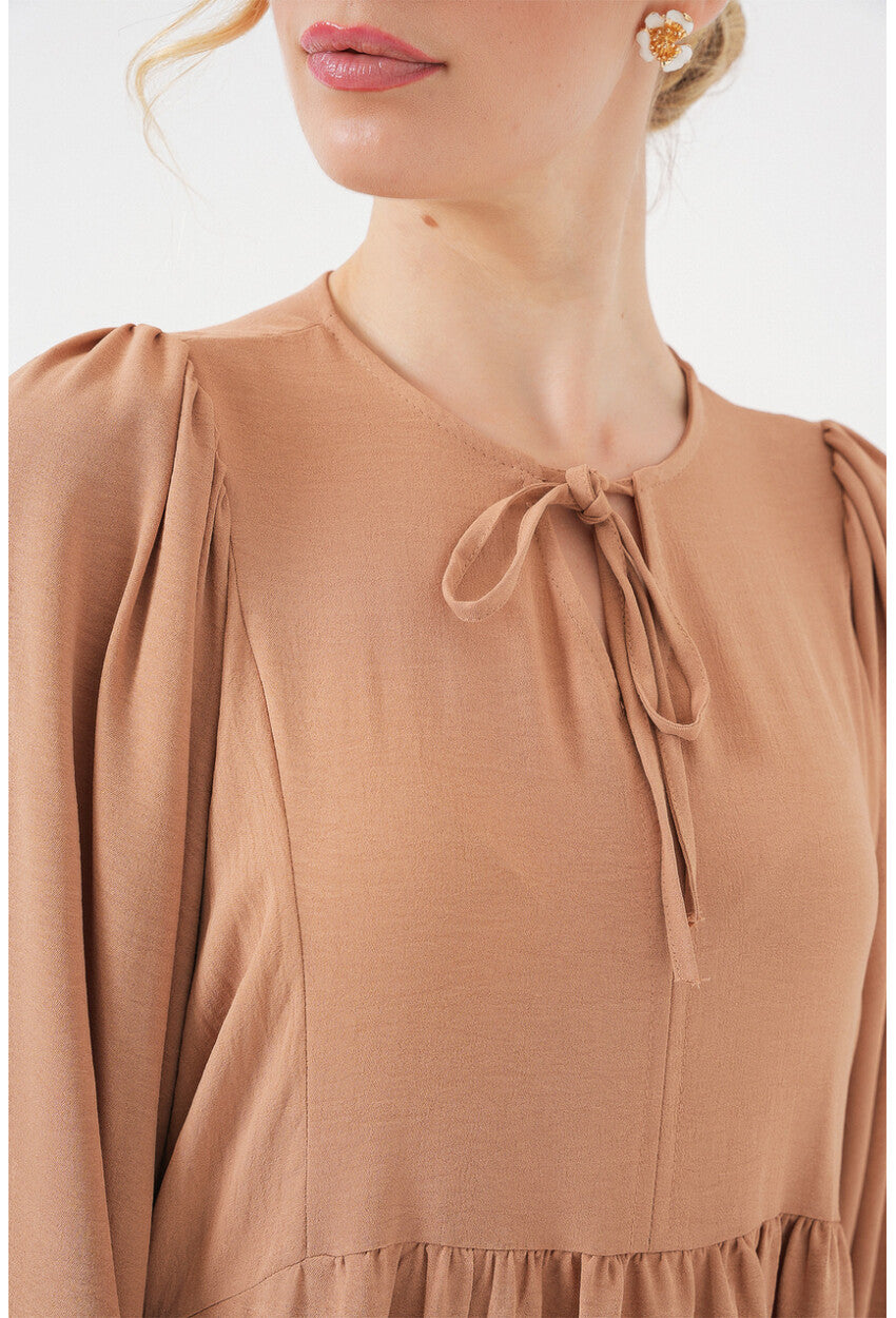 Kadın Balon Kol Uzun Tesettür Elbise 2464