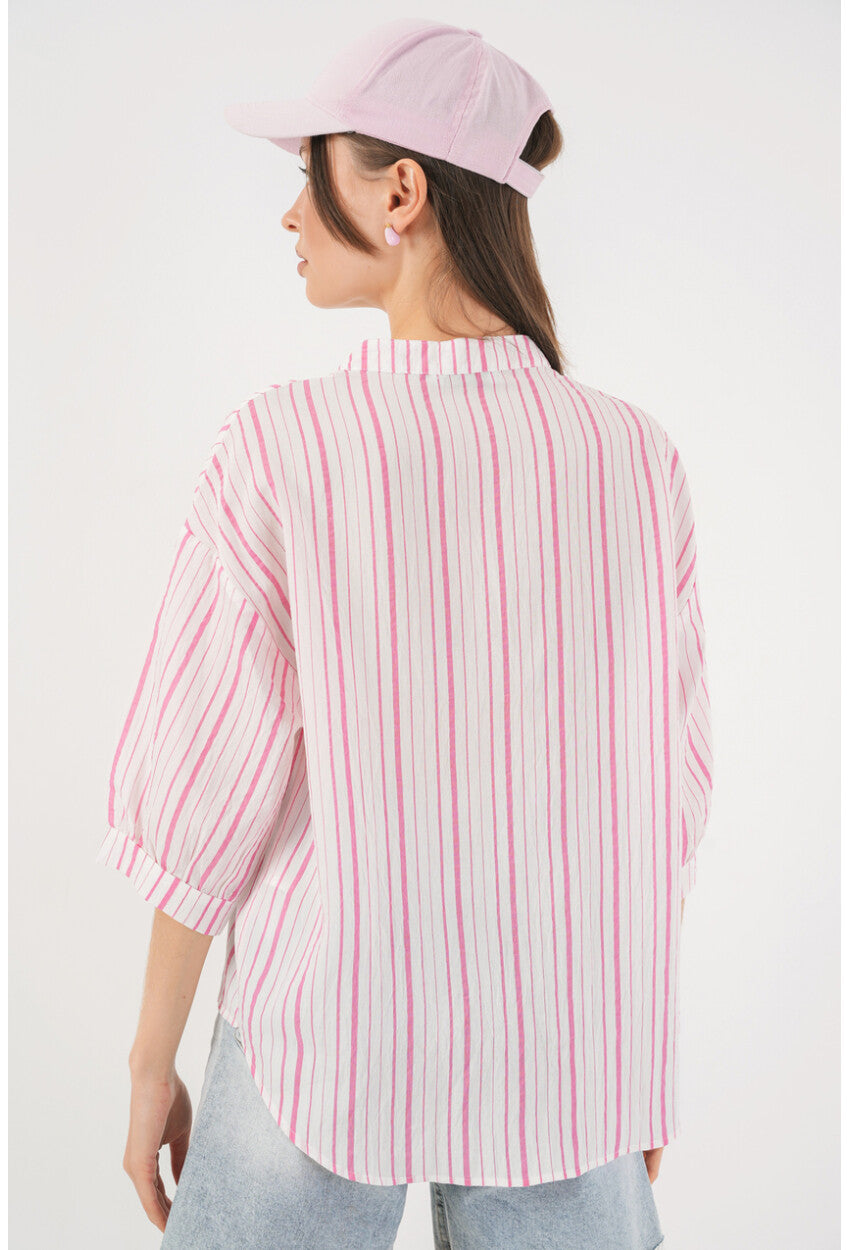 Kadın Çizgili Oversize Bluz 967