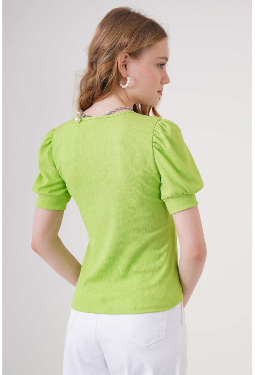 0409 Kare Yaka Örme Bluz