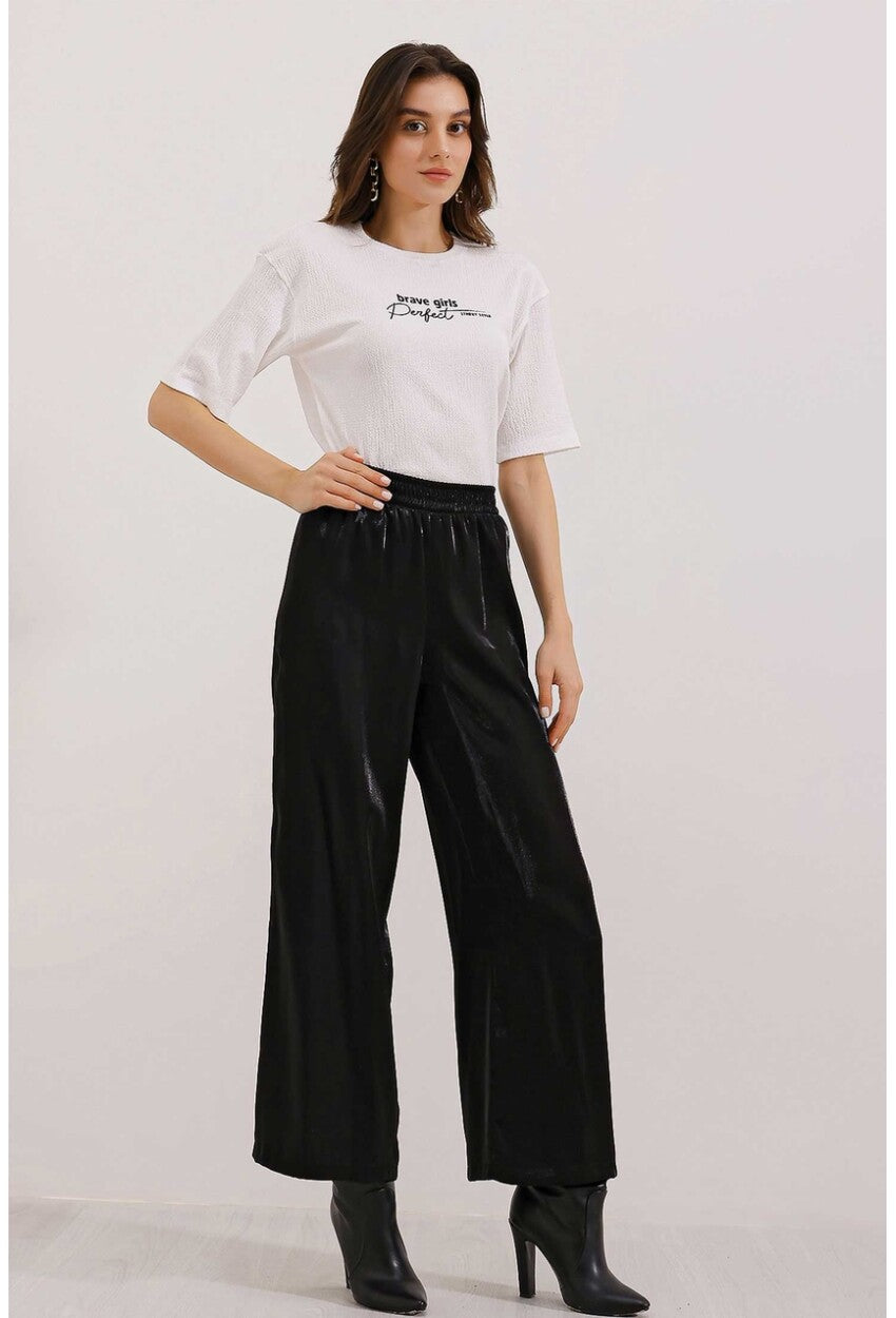 0472 Baskılı Oversize Örme Tişört