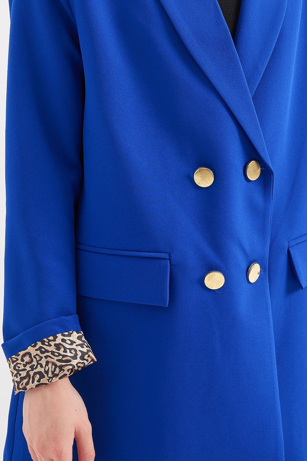 Merterium 0704 Düğme Detaylı Blazer Ceket - Saks
