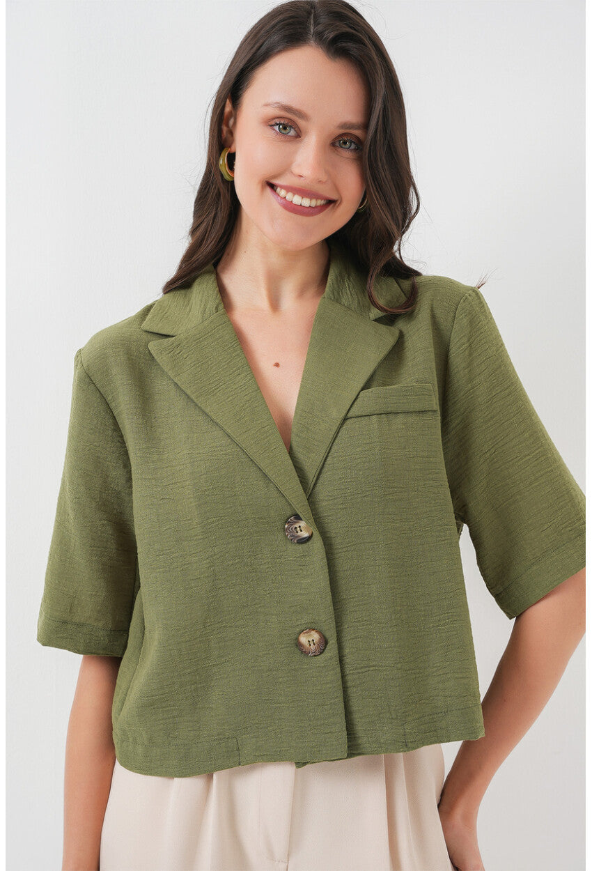 0706 Crop Keten Ceket