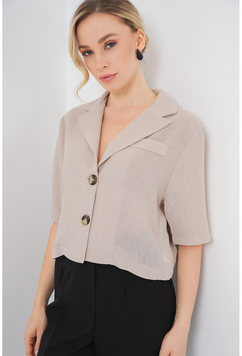 0706 Crop Keten Ceket