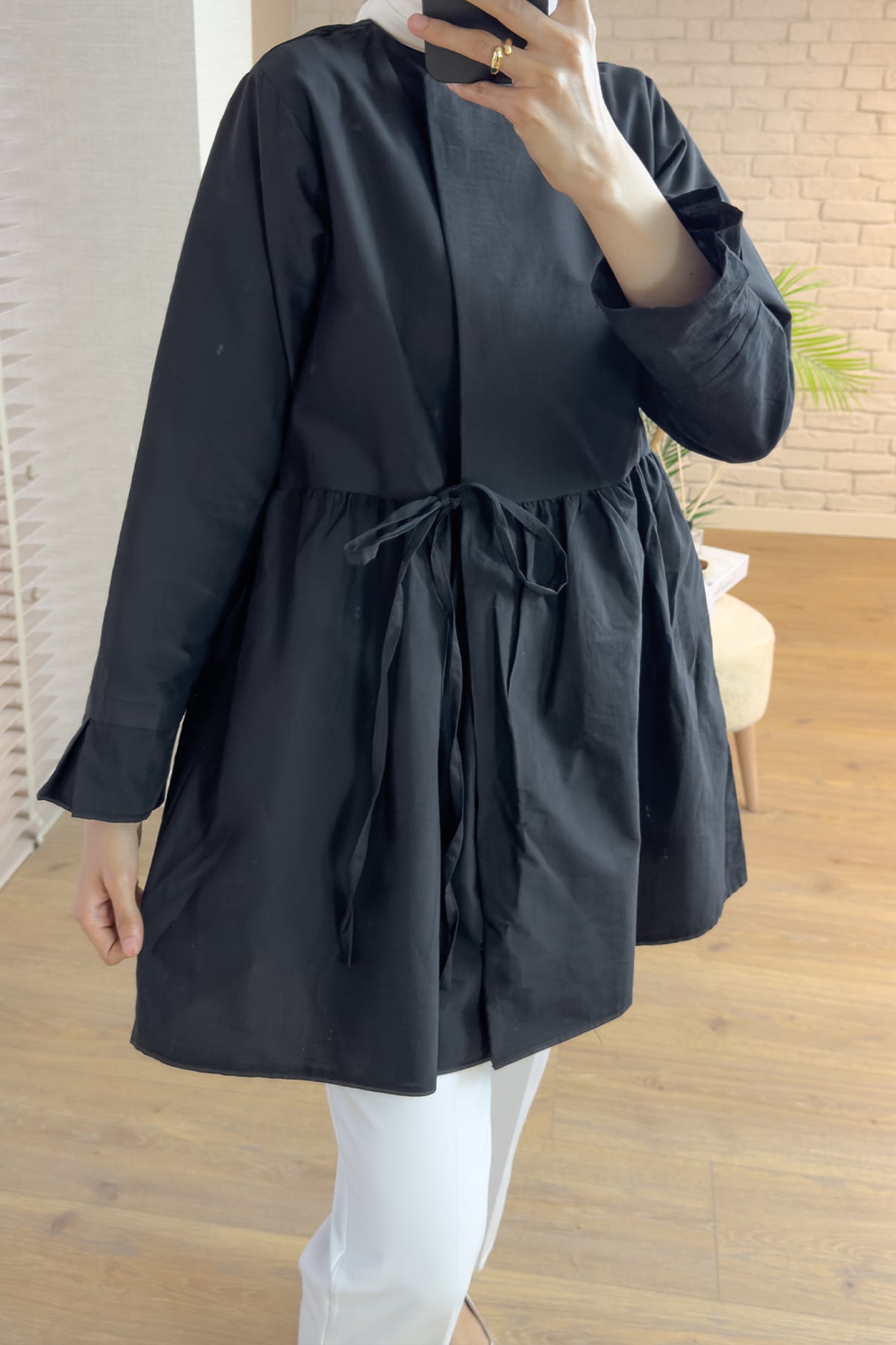 Önden Bağlamalı Kimono Siyah