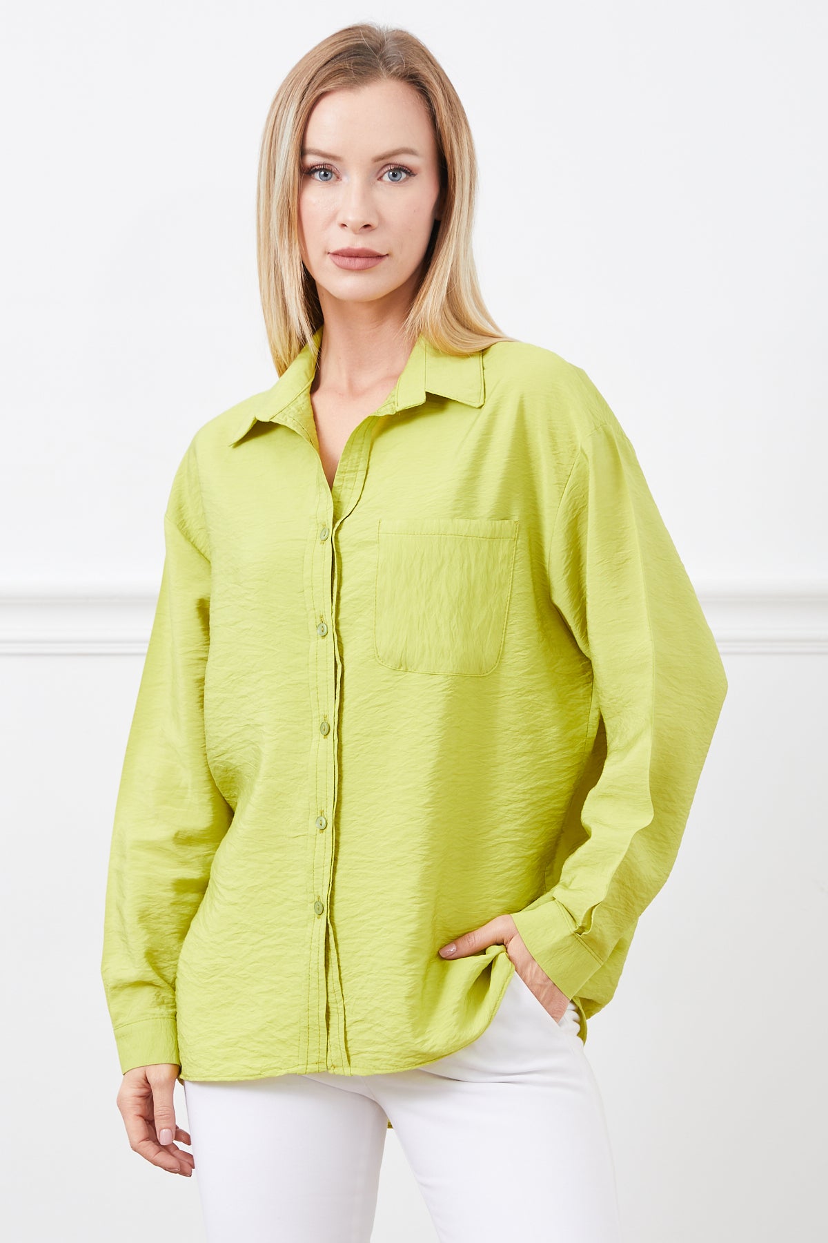 Tek Cepli Gömlek Fıstık Yeşili