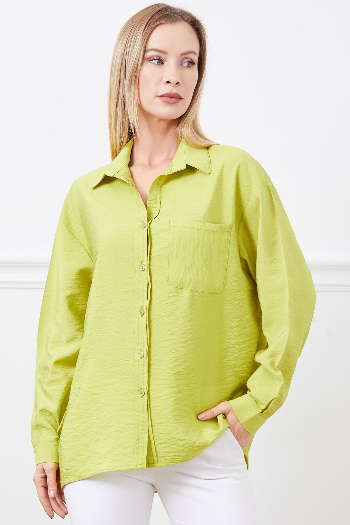 Tek Cepli Gömlek Fıstık Yeşili