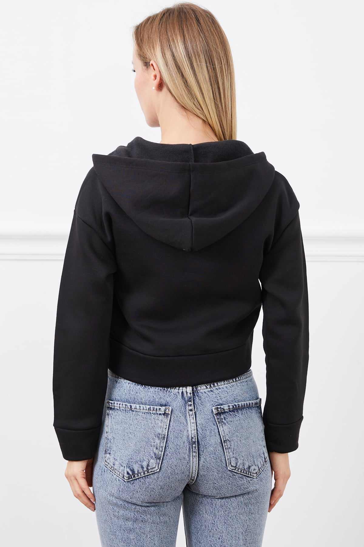 Kapüşonlu Fermuarlı Sweatshirt Siyah