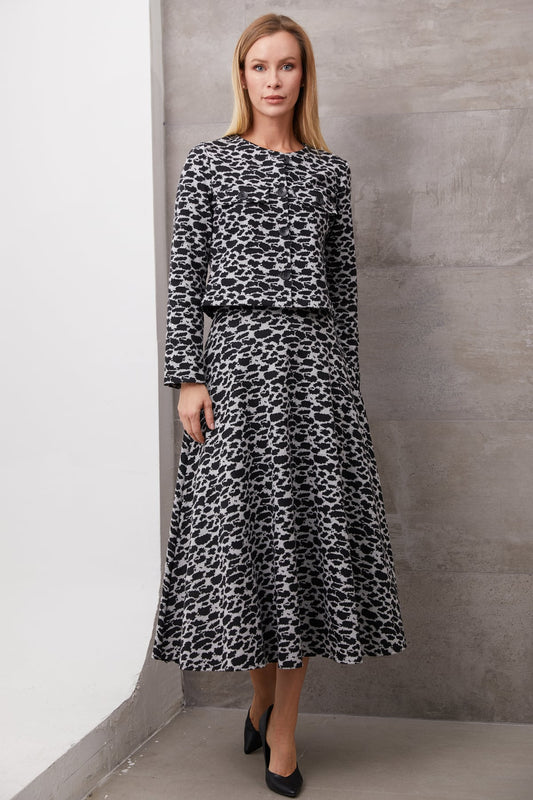 Leopar Desenli İkili Takım Gri