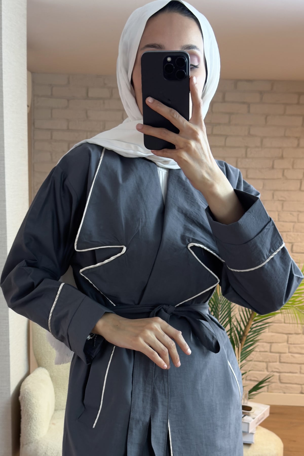 Kuşaklı Trençkot Füme