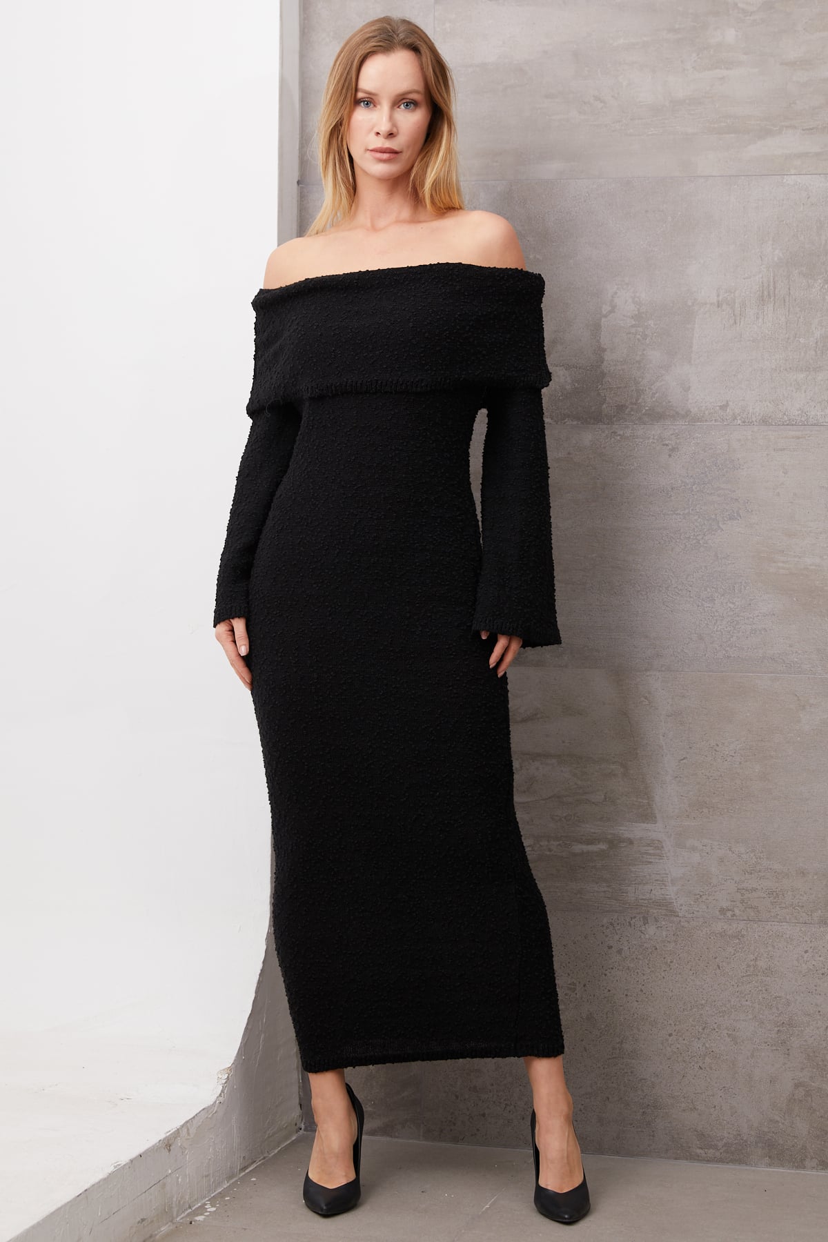 Madonna Yaka Elbise Siyah