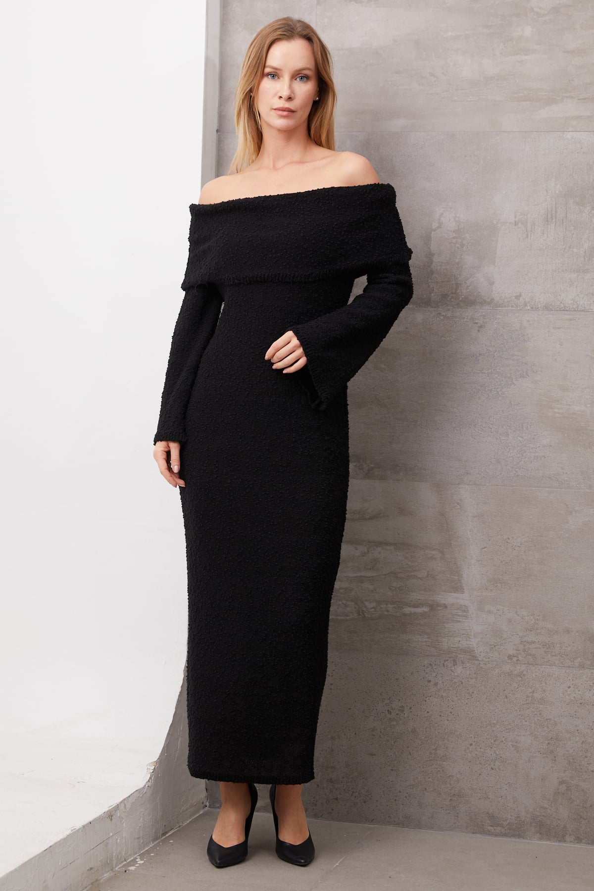 Madonna Yaka Elbise Siyah